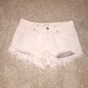 Free People Light Pink Denim Shorts